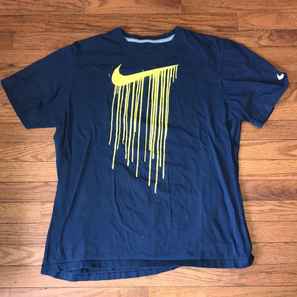 Nike Other - Nike paint drip logo t shirt blue / yellow xl